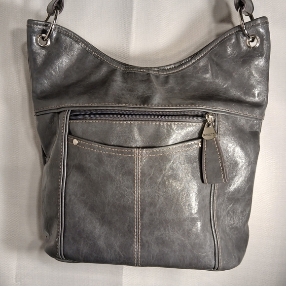 Rosetti Leather Gray Shoulder Bag - Picture 4 of 12